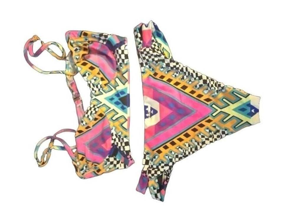 Mara Hoffman Colorful Geometric Patterned Bikini Set Swimsuit